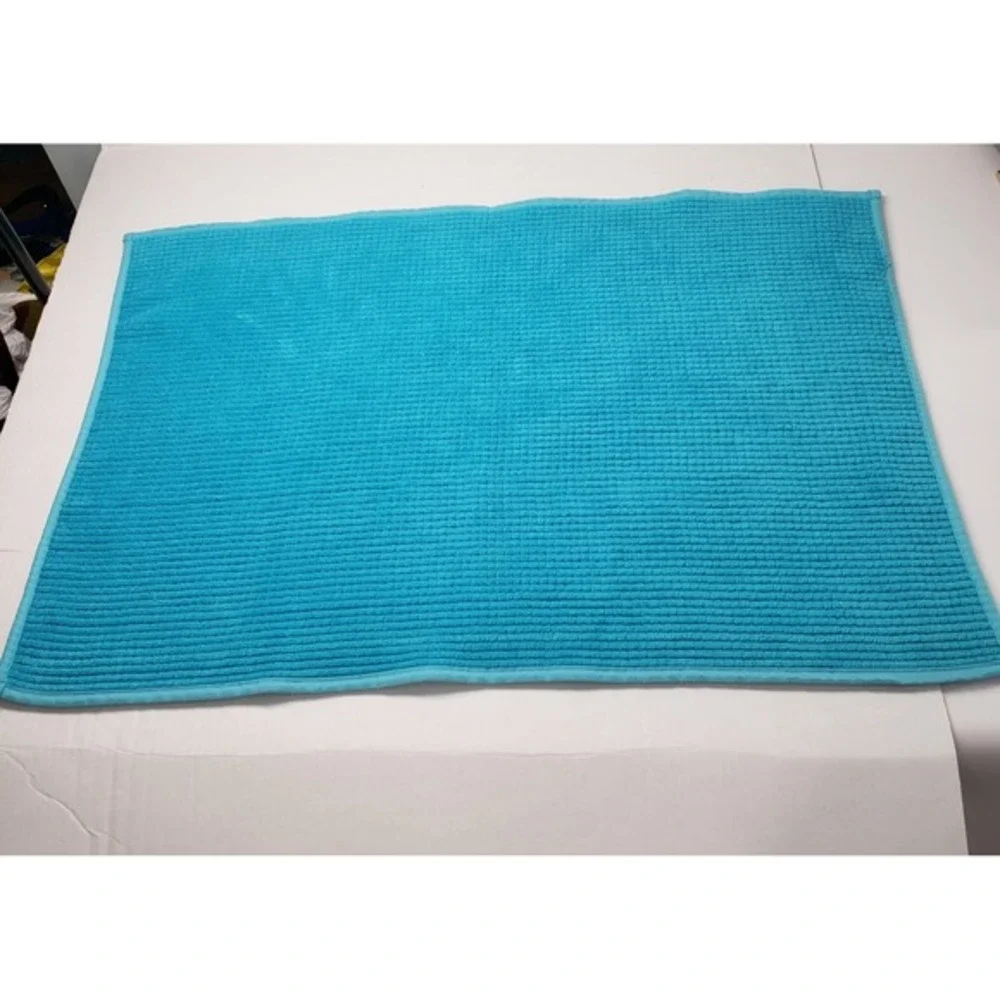 Chenille Bath Mat Rug Set of‎ 2 35x24 Turquoise Texture Spa Soft Plush Absorbent